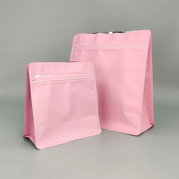 Базовые пакеты Pink Cube с восемью-боковыми уплотнениями и клапаном для кофе